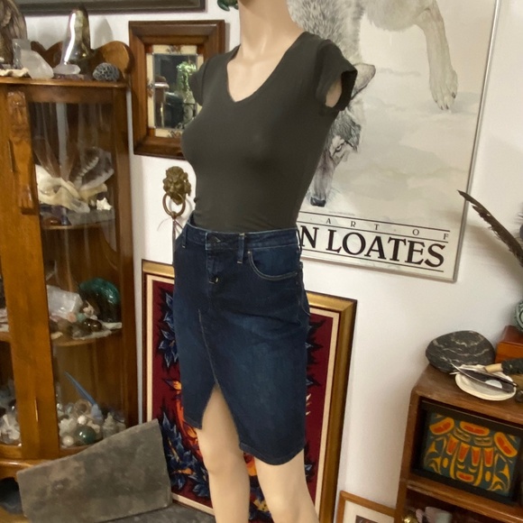 Denim Midi Skirt with Front Split - Picture 5 of 11